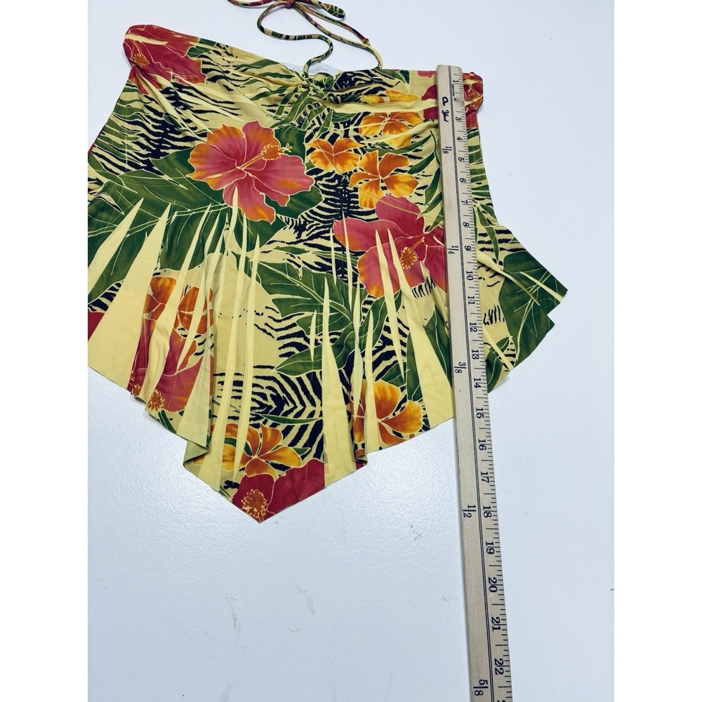 Vintage Y2k 90's Charlotte Russe‎ Women Yellow Halter Top Large Tropical Flowy - Picture 9 of 14
